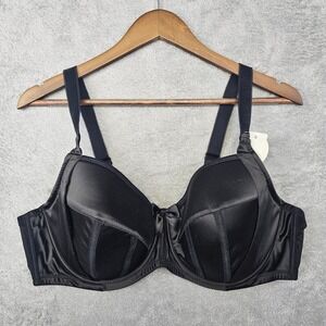 Parfait 6901 Black Satin Full Coverage Underwire Bra 42DD New With Tags